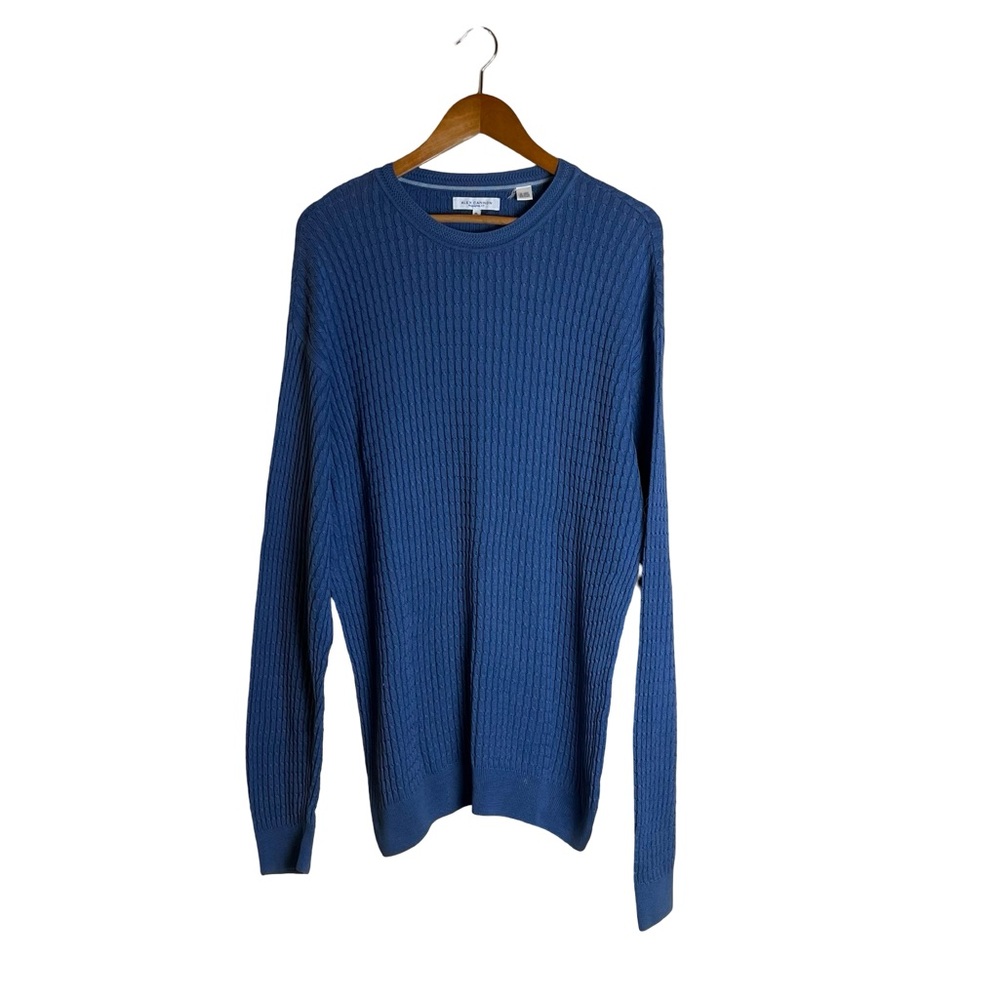 Alex Cannon blue tight cable knit crew‎ neck sweater. Size X large